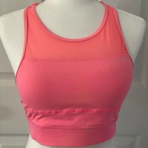 Zyia Hot Pink Coral High Neck Zip Back All-Star Women's Sports Bra Size Large
